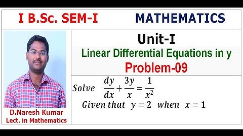 Linear Differential Equations in y in telugu