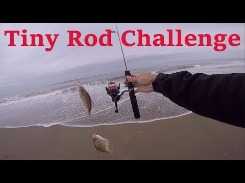 Surf Fishing Challenge with a Tiny Rod. Zebco Dock Demon 