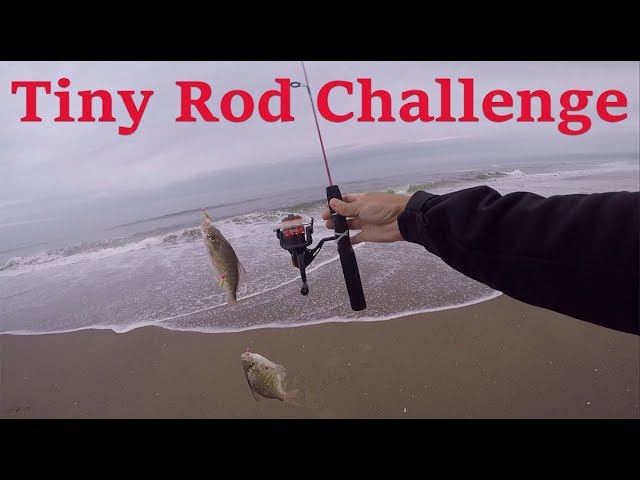 Surf Fishing Challenge with a Tiny Rod. Zebco Dock Demon 