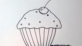 cupcake draw easy simple cartoon 8k