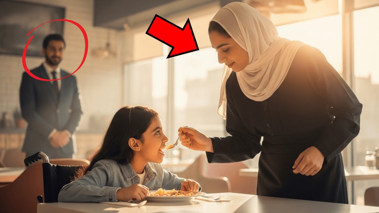 مليونير أرمل يرى نادلة تُطعم ابنته المعاقة… فتتغير حياتها إلى الأبد!