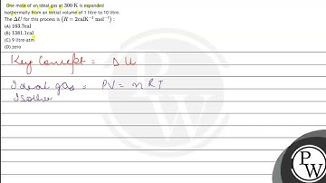One mole of an ideal gas at \( 300 \mathrm{~K} \) is expanded isothermally from an initial volum...