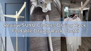 Review SUYU Clothes Drying Rack, Foldable Drying Rack Clothing, Laundry Drying Rack, 59-Inch Indoor