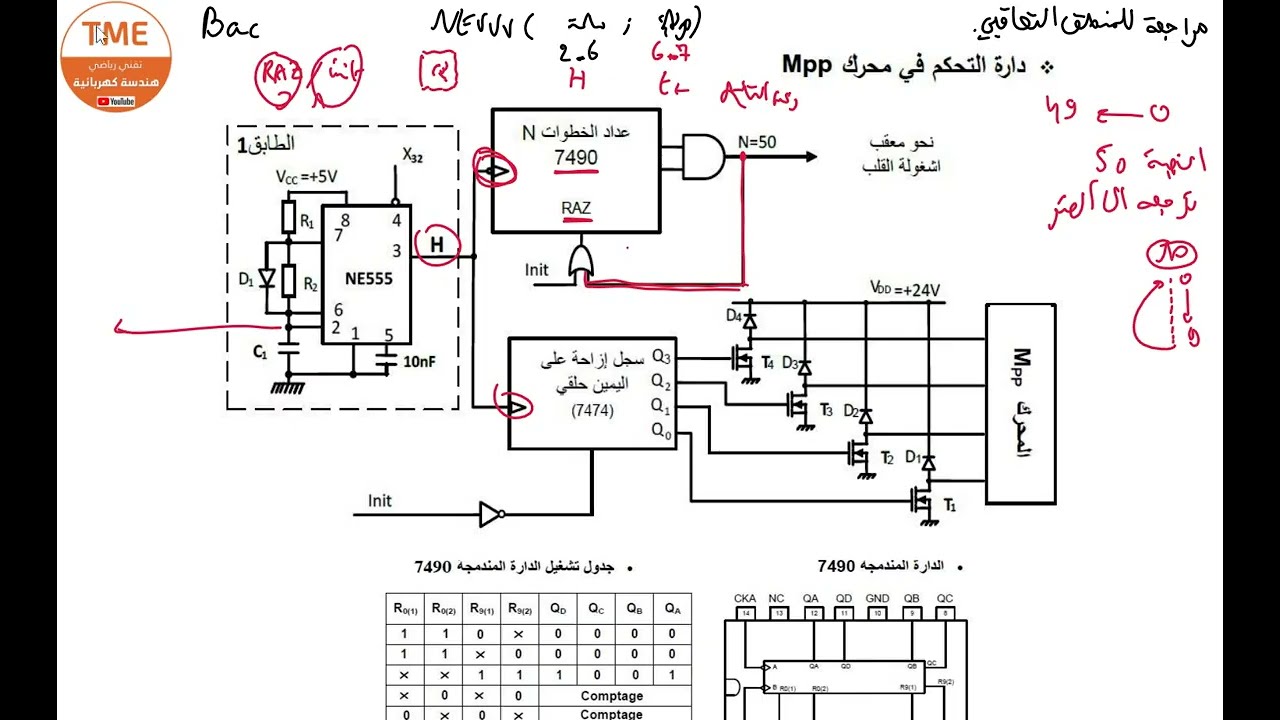 مراجعة للمنطق التعاقبي (الساعة بالدارة NE555 ، العداد بالدارة 7490، السجل الحلقي)