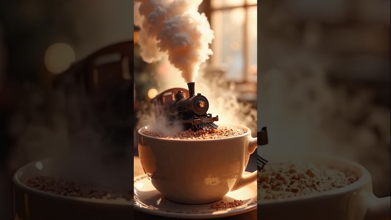 🚂 Train bursts from hot cocoa, steaming! 💨 