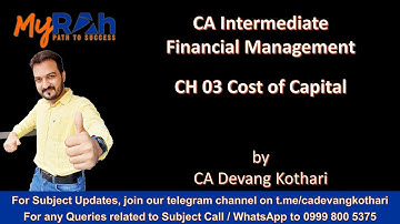 Class 04 CH-03 Cost of Debt || Financial Management  (FM) || CA Inter || Devang Kothari