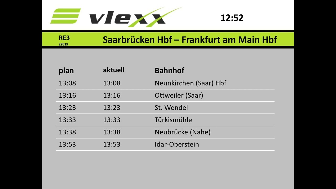 vlexx | Ansagen RE3 Saarbrücken Hbf - Frankfurt am Main Hbf
