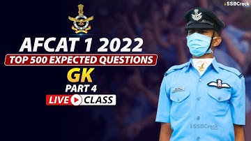 AFCAT 1 2022 Top 500 Most Expected Questions | Static GK | Part 4