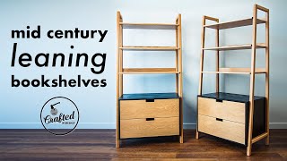 Building a modern LEANING Bookshelf w/ Ebonized Oak // How To  Woodworking