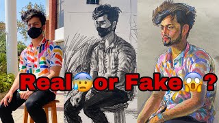 Sir Ne Bnaya Charcoal or Soft Pastel se Painting | Graphic Era University | Hill & Deemed University screenshot 1