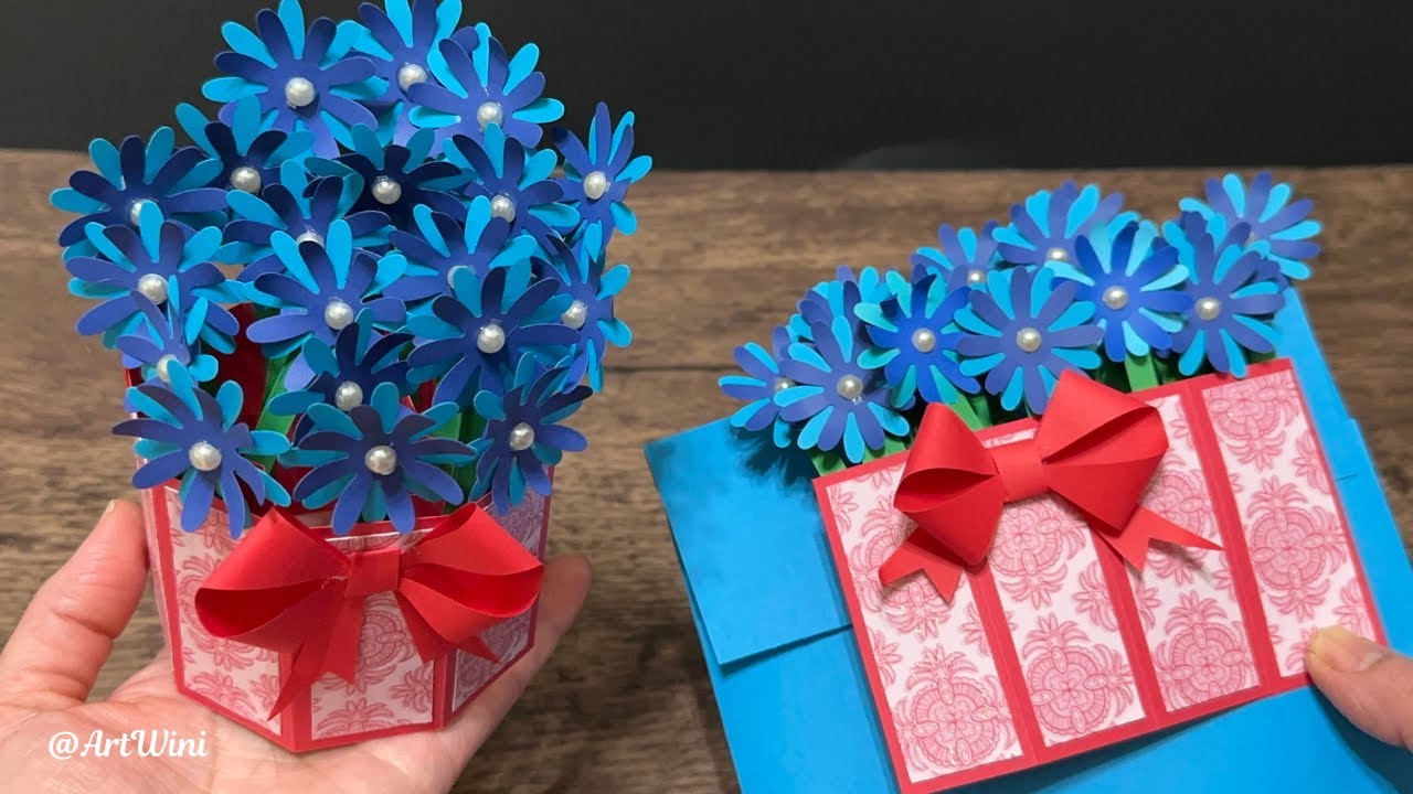 💐 Stunning 3D Pop Up Flower Bouquet Card Tutorial: Make a Beautiful ...