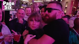 Taylor Swift wears Travis Kelce’s jacket as the pair leave Chiefs’ Super Bowl afterparty together