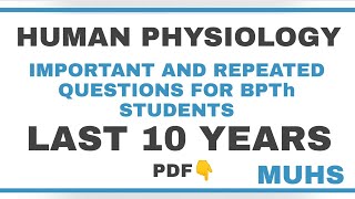 Human physiology important questions for bpth students|MUHS previous year important questions