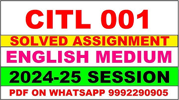 citl 1 solved assignment 2024-25 | citl 1 solved assignment in english 2025 | citl 1 2024-25