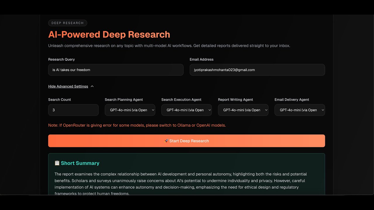 Watch How AI Agents Automate Deep Research | Next.js + FastAPI ...