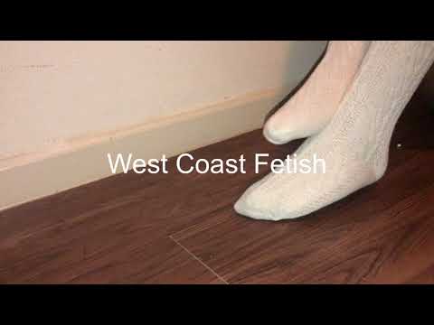 Soft soles cream socks try-on