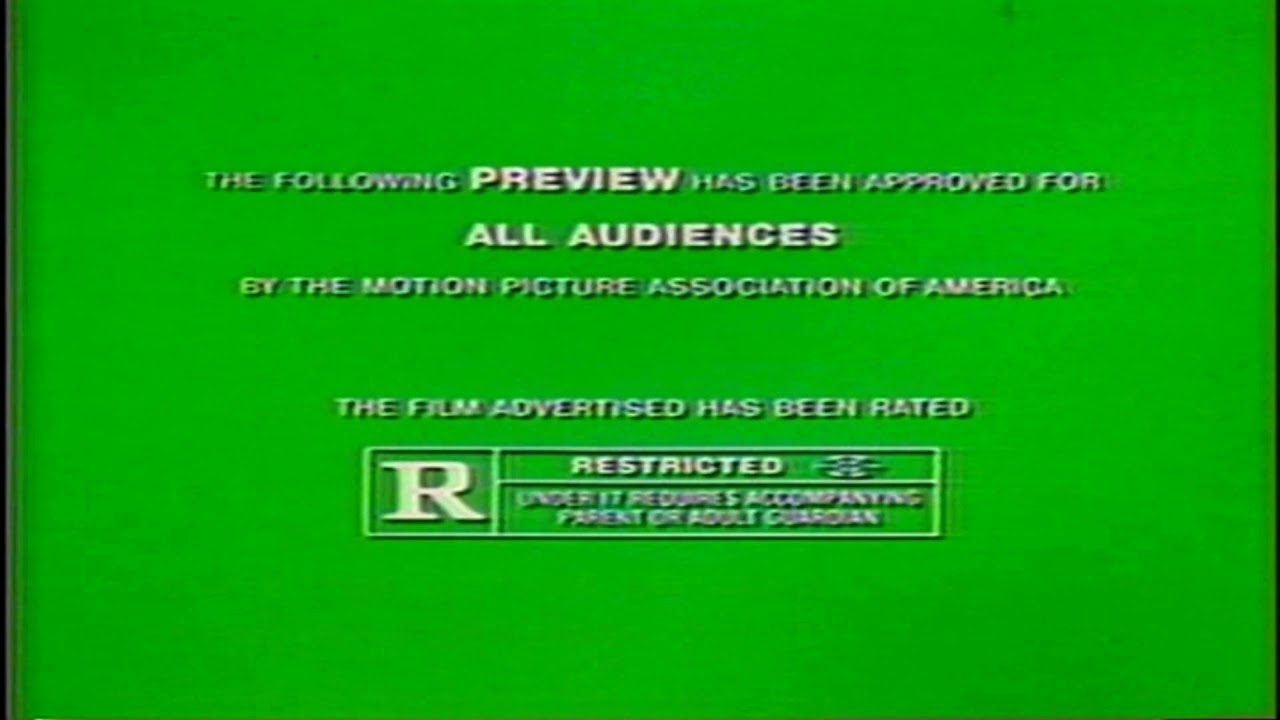 A Green title card Rated R Bumper (VHS) 