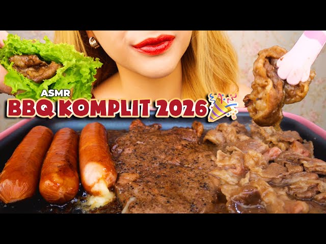 ASMR BBQ KOMPLIT SPESIAL TAHUN BARU 2026🎉 SOSIS KEJU MONCROTT , DAGING STEAK & DAGING BEEF SLICE🌭🥩🥓