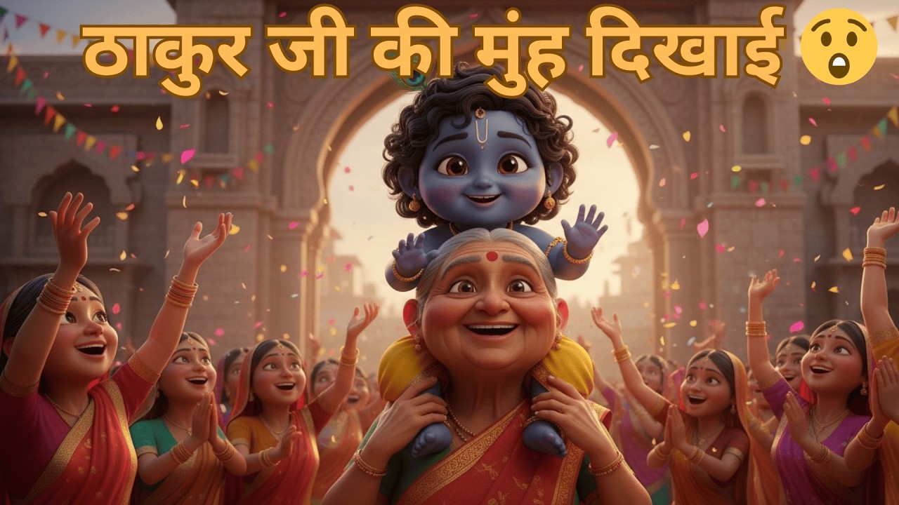 ठाकुर जी की मुंह दिखाई 😲 | ससुराल में पहली झलक | Krishna Leela 