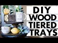 DIY Wood Tiered Tray & Pedestals with minimal tools! || Whiskey & Whit