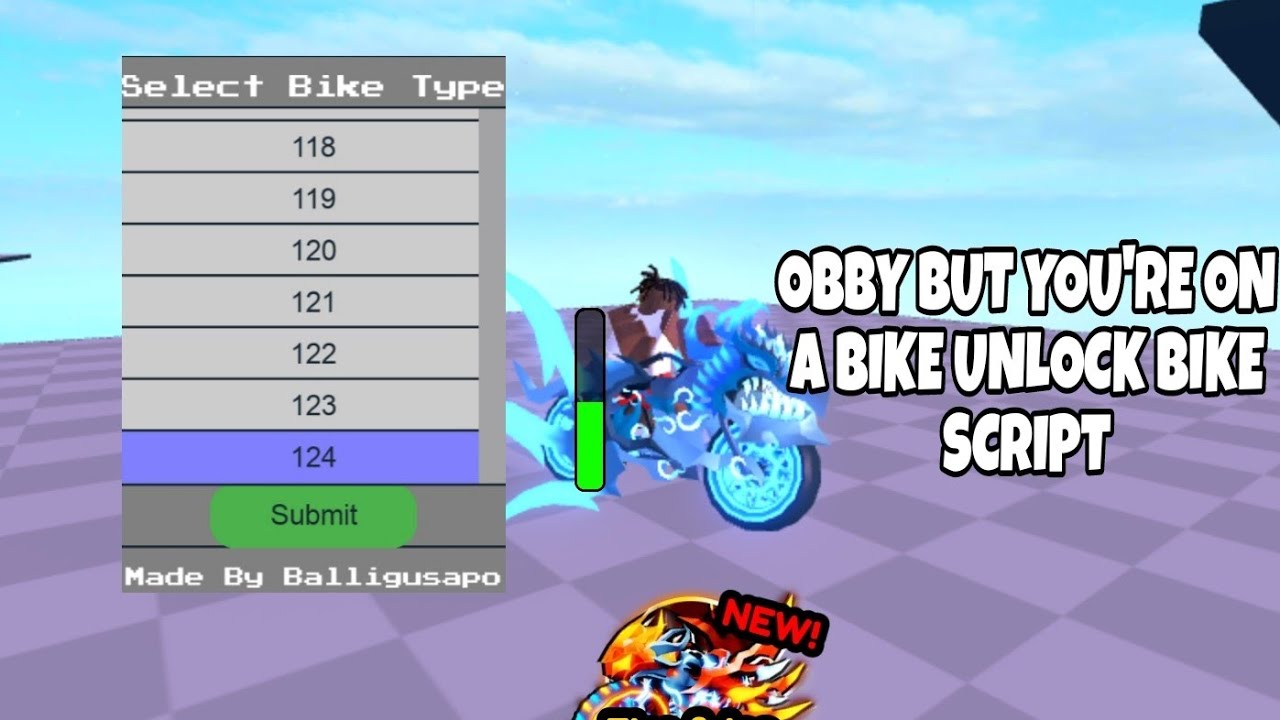 Roblox FE Obby But You're On A Bike Unlock Bike Script Hack | Mobile ...