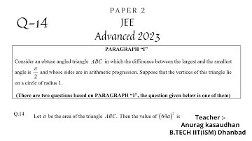 JEE Advanced 2023 Math Paper 2 (Q 14) solution | IIT JEE Maths | #jeeadvanced2023  #projecteducation