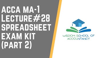 ACCA MA1 - LECTURE#28 -- Spreadsheet Kit Practice (Part 2)