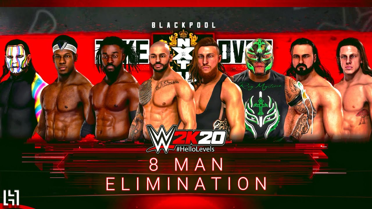 WWE 2K20 8 Man Elimination Match Gameplay - Ricochet vs Rey Mysterio vs Kofi Kingston And More