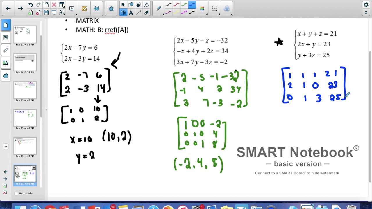 Solving Systems with Matrices - YouTube