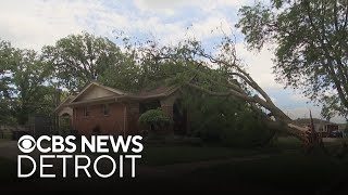Southeast Michigan residents clearing away debris left by storms