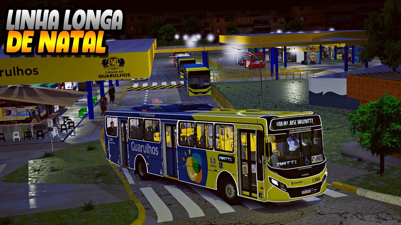 ONIBUS COM LUZES NATAL EM GUARULHOS COM CHUVA - PROTON BUS SIMULATOR