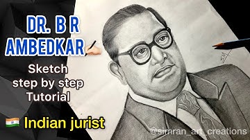 How to Draw Dr. B R Ambedkar Step by Step || Full tutorial video || portrait || Sketch ||Easy 5 step