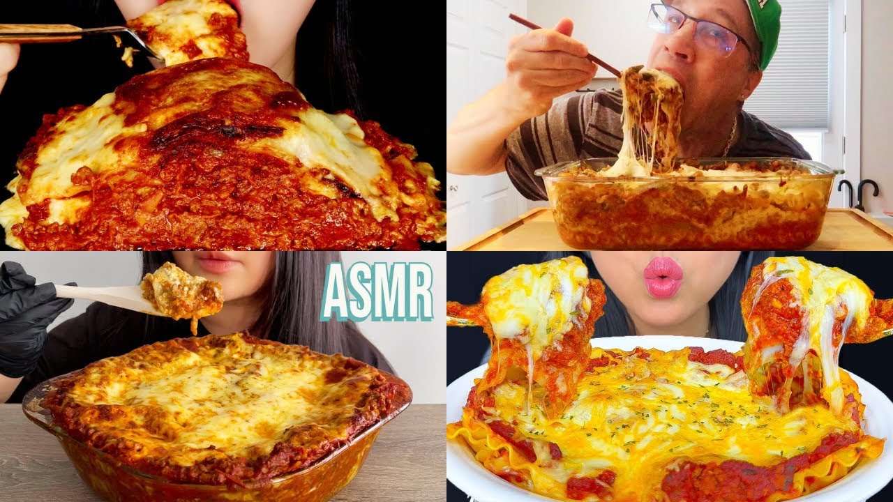 Mukbangers eating TOO MUCH CHEESE LASAGNA 🤤🧀| ASMR Compilation | Lets eat with mukbangers