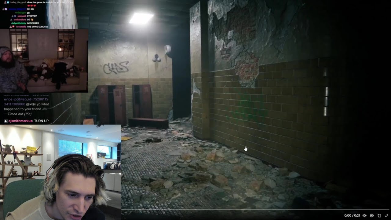 xQc Reacts to Caseoh's Voice Getting Mimicked by Creature in Horror Game "Silent Still"