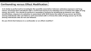 Confounding and Effect modification: Question 1