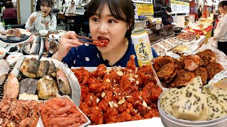 Assorted grilled fish and Street foods of Sokcho Market Mukbang🐟 Shopping