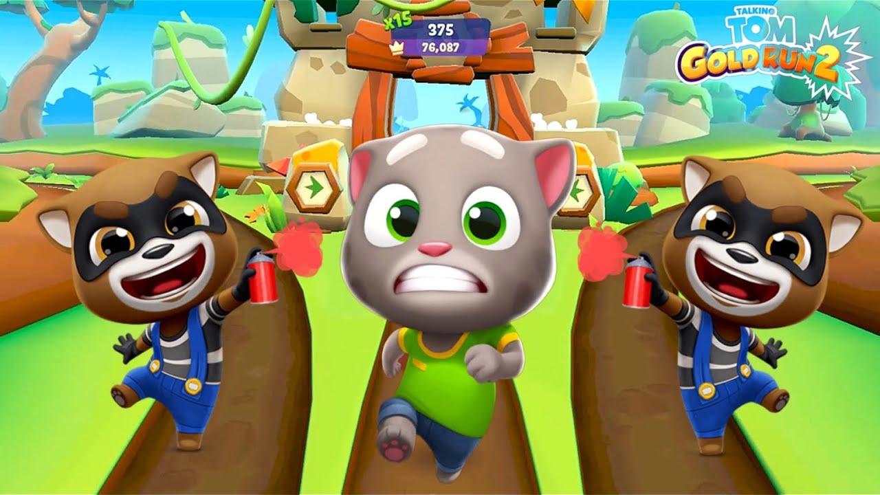 TALKING TOM GOLD RUN 2 UNLOCK MOTER CYCLE AND DRIVE TOM vs RACCOON FULL ...