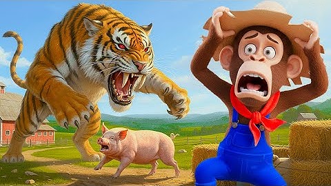 Monkey Nana drives a tractor to find the Missing Duckling and an Unexpected adventure at the farm