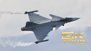 (4K) Saab JAS 39C Gripen Swedish Air Force flying Display at Airpower 2022 AirShow Zeltweg LOXZ