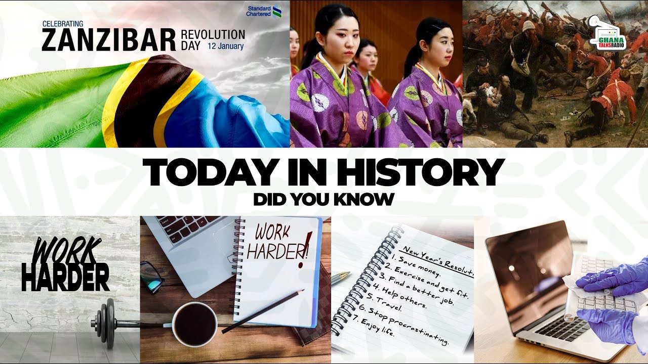 Today In History Jan 12 | National Clean Off Your Desk Day, Coming of Age Day, Work Harder Day