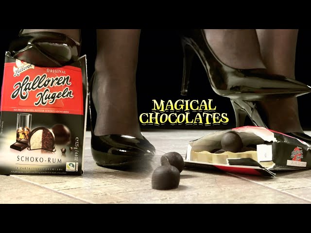 Pea vs. Halloren Kugeln Chocolate! Heels Crushing Food! Oddly Satisfying! ASMR