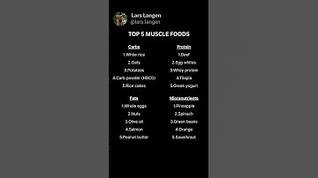 Top 5 Muscle Foods For Each Category! Follow @lars.langen for more muscle-building tips!