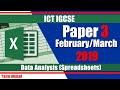 9 ICT IGCSE Paper 3 2019 Spreadsheets Feb Mar