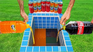 Experiment: Coca Cola of Fanta VS Popular Sodas ! M&M Candy, Fanta, Fanta And Mentos İn The Pool