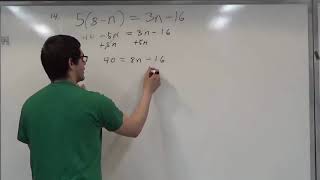 CUNY Elementary Algebra (CEAFE) Sample Exam Form D - Problem #14