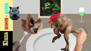 Kluna eating dinosaurs with Hulk for lunch ! Kluna Tik Style Dinner #64 | ASMR eating sounds no talk