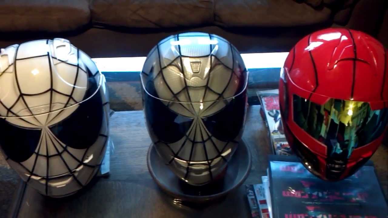 Metroid, White and Silver Spiderman Helmets Custom Painted - YouTube