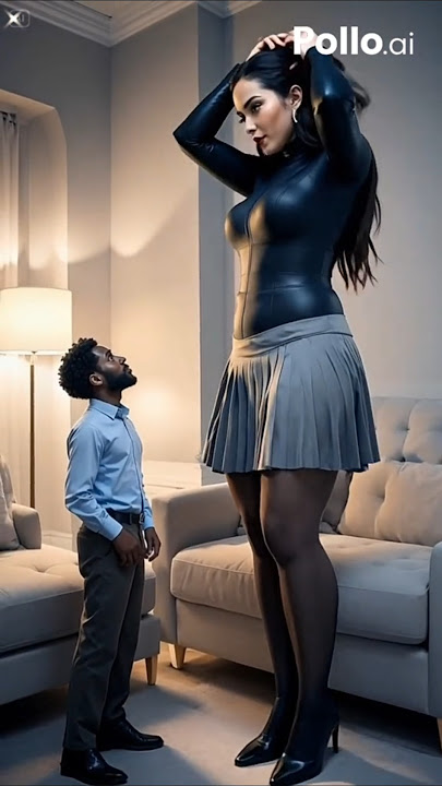 ai tall Giant Girl and Black Short Boy #giantess #tallgirl #tallwomen #giantgirl #aiart #ytshorts