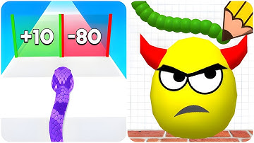 Draw to Smash vs Snake Run Race - (All Levels, Walkthrough Games)