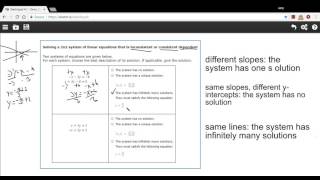 Solving a two by two system of linear equations that is inconsistent, consistent, or dependent